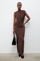 Answear.LAB sukienka z wiskozą EL3652 brązowy WS26