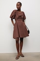 Одяг Answear.LAB розкльошена сукня з додаванням льону 9516s.fak коричневий