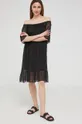 Μεταξωτό φόρεμα Answear Lab Silk μαύρο