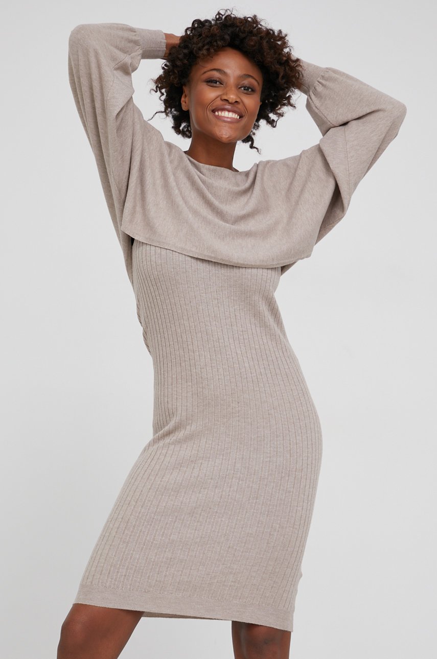 Answear Lab Sukienka i sweter JK83901AB.5KR beżowy