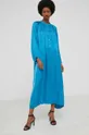 Hodvábne šaty Answear Lab modrá