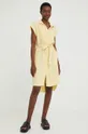 Ľanové šaty Answear Lab žltá