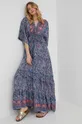 Hodvábne šaty Answear Lab x limitovaná festivalová kolekcia BE BRAVE modrá