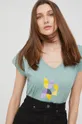τιρκουάζ Βαμβακερό μπλουζάκι Answear Lab Γυναικεία