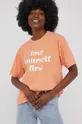 πορτοκαλί Βαμβακερό μπλουζάκι Answear Lab X limited festival collection BE BRAVE