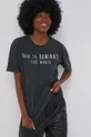 Βαμβακερό μπλουζάκι Answear Lab X limited festival collection BE BRAVE γκρί