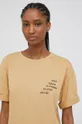 μπεζ Βαμβακερό μπλουζάκι Answear Lab