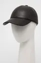 Answear Lab czapka skórzana brązowy