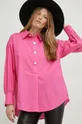 ροζ Βαμβακερό πουκάμισο Answear Lab X limited collection SISTERHOOD