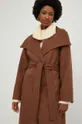 brązowy Answear Lab płaszcz z wełną