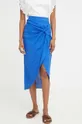 Λινή φούστα Answear Lab μπλε