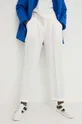 Παντελόνι με λινό Answear Lab λευκό