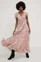 Μεταξωτό φόρεμα Answear Lab ροζ