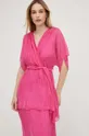 Answear Lab sukienka z jedwabiem różowy