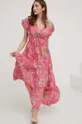 Φόρεμα με μετάξι Answear Lab ροζ
