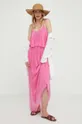 Φόρεμα με μετάξι Answear Lab ροζ