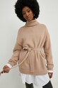 Answear Lab sweter z wełną z domieszką wełny brązowy 98250.5w