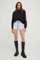 Answear Lab pantaloni scurti jeans W1537.KK albastru WW23