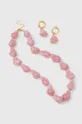 rózsaszín Answear Lab nyaklánc és fülbevalók Női
