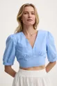 блакитний Бавовняна блузка Answear Lab