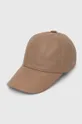 Answear Lab cappello con visiera in pelle marrone