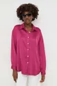 rózsaszín Answear Lab selyem keverék póló