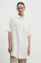 biały Answear Lab koszula lniana