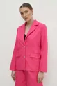 Σακάκι με λινό Answear Lab ροζ