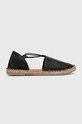Answear Lab espadryle skórzane płaski czarny 10153/Carla.HWK