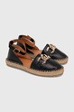 Answear Lab espadrile de piele negru SR24510.HWK