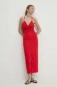 Льняное платье Answear Lab красный