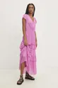 Obleka s svilo Answear Lab roza