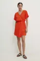 Answear Lab sukienka z lnem pomarańczowy