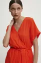 pomarańczowy Answear Lab sukienka z lnem