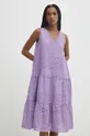 Answear Lab sukienka bawełniana fioletowy