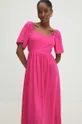 roza Lanena haljina Answear Lab