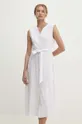 biały Answear Lab sukienka lniana Damski