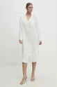 Answear Lab sukienka lniana biały