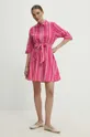 Хлопковое платье Answear Lab розовый
