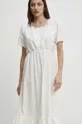 Λινό φόρεμα Answear Lab λευκό