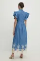 Хлопковое платье Answear Lab голубой