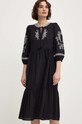 Answear Lab sukienka bawełniana trzy czwarte czarny 23086.TWK
