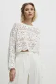 fehér Answear Lab pamut pulóver