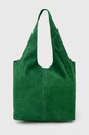 Answear Lab geanta de mana din piele intoarsa uni verde 766.0103.HWK