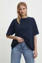 Βαμβακερό μπλουζάκι Answear Lab σκούρο μπλε