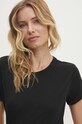 Answear Lab t-shirt z lnem czarny E24.72.FKK