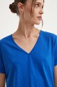 Answear Lab t-shirt z lnem niebieski E24.73.FKK