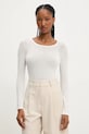 Majica z dolgimi rokavi Answear.LAB Z elastanom bela 2082.IWK