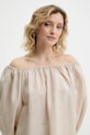 Answear.LAB bluzka z domieszką lnu beżowy 5112.iak