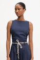 Answear Lab bluza din in uni bleumarin L9141.hak